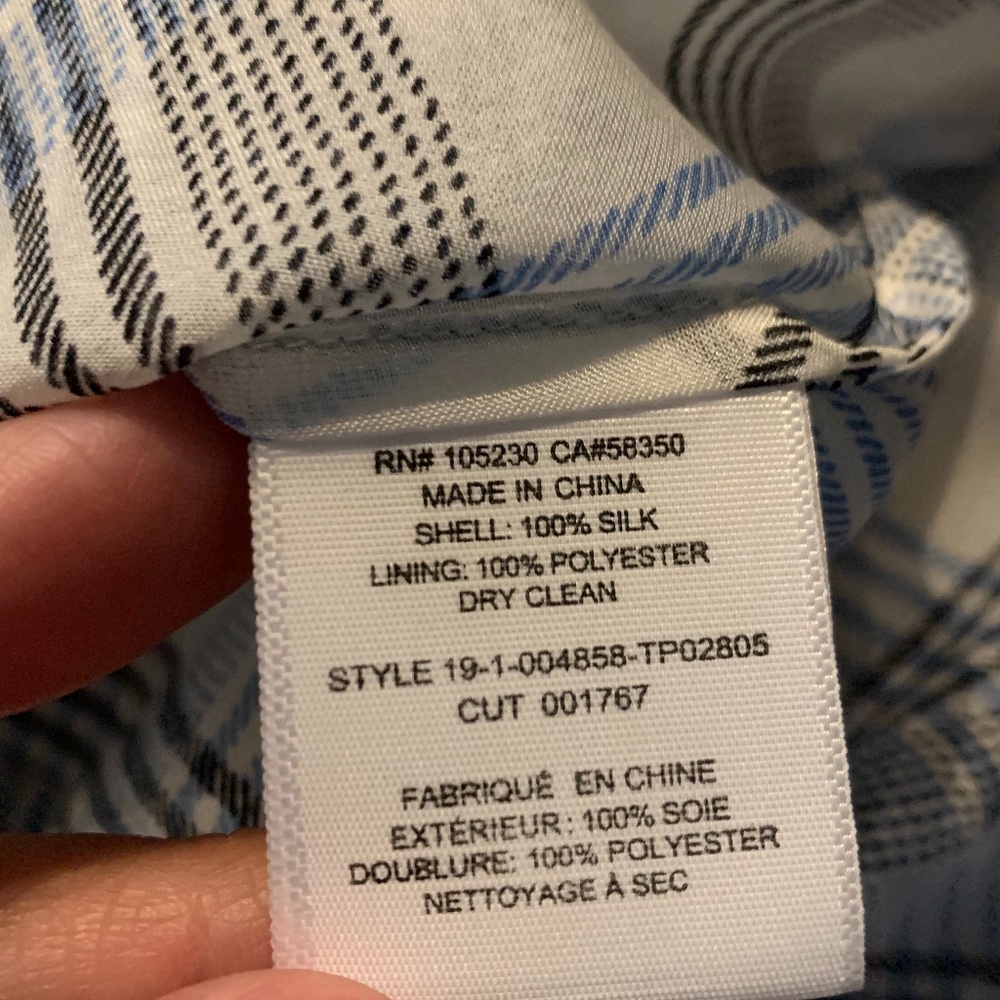 Joie Blue White Plaid Malcah Semi-sheer Silk Top - Picture 9 of 13